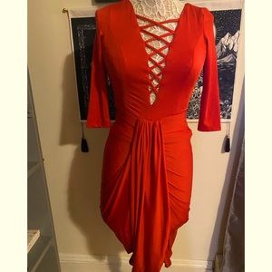 Miss Avenue Red Sexy Deep V Neck Dress size Small